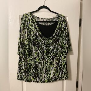 Cato Green and Black Patterned Top